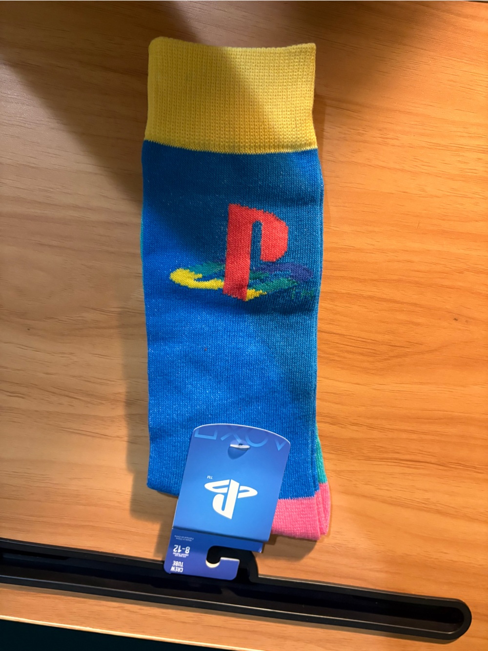 Sony PlayStation Blue, Yellow & Pink Logo Crew Socks